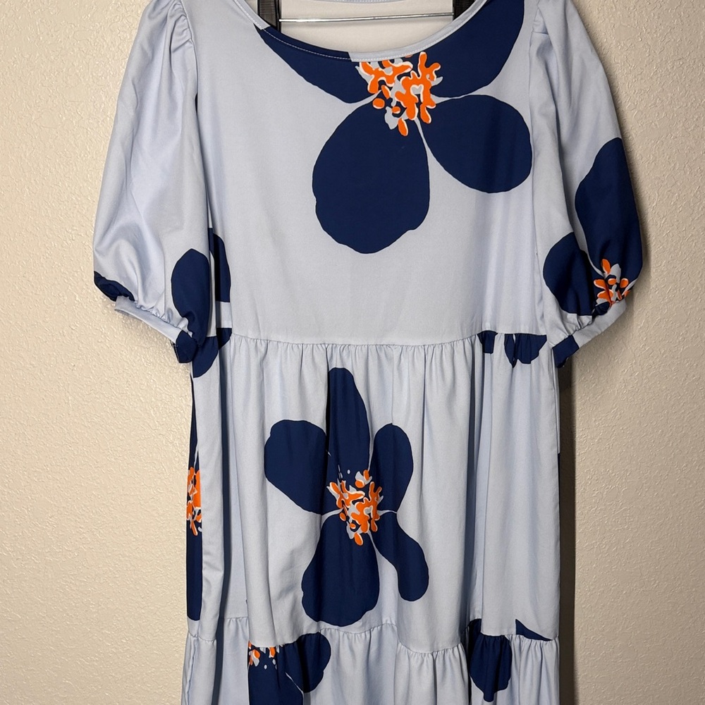 Stylish Kids Dress with Blue Floral Design